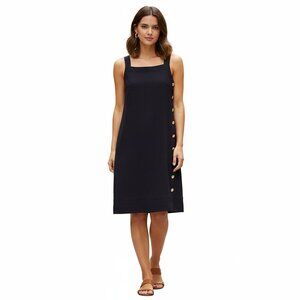 Cynthia Rowley Navy Blue Linen Blend Mini Dress Sz S | Sleeveless Square Neck